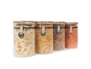 Clip-on storage jars with bamboo lids, set of 4, 1000ml