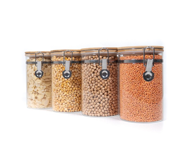 Bocaux de conservation à clipser avec couvercles en bambou, lot de 4, 1000 ml