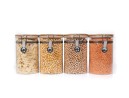 Clip-on storage jars with bamboo lids, set of 4, 1000ml