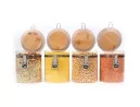 Clipverschluss Vorratsgläser mit Bambusdeckel 4er Set 850ml
