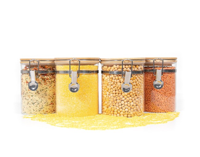 Bocaux de conservation à clipser avec couvercles en bambou, lot de 4, 850 ml