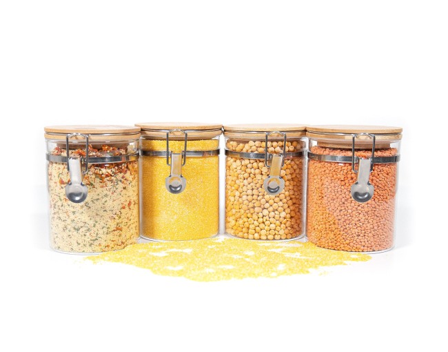 Bocaux de conservation à clipser avec couvercles en bambou, lot de 4, 850 ml