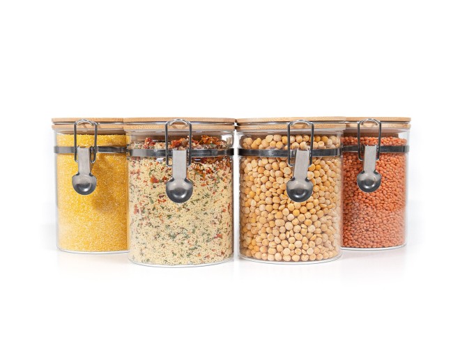 Bocaux de conservation à clipser avec couvercles en bambou, lot de 4, 850 ml