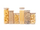 Square storage jars with bamboo lids, set of 6 large