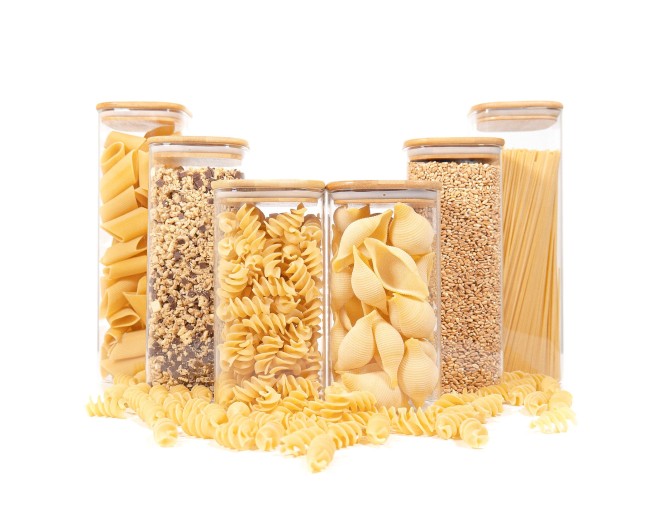 Square storage jars with bamboo lids, set of 6 large