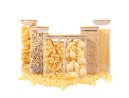 Square storage jars with bamboo lids, set of 6 large