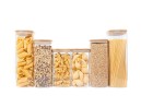 Square storage jars with bamboo lids, set of 6 large