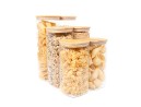 Square storage jars with bamboo lids, set of 6 large