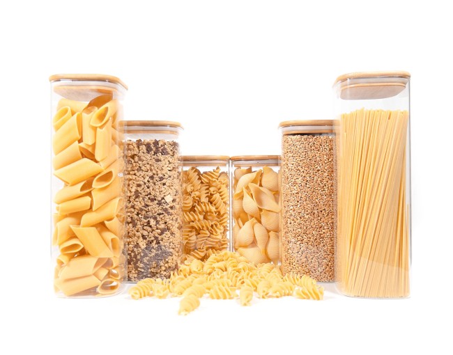 Square storage jars with bamboo lids, set of 6 large