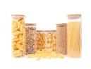 Bocaux de rangement carrés avec couvercles en bambou, lot de 6 grands