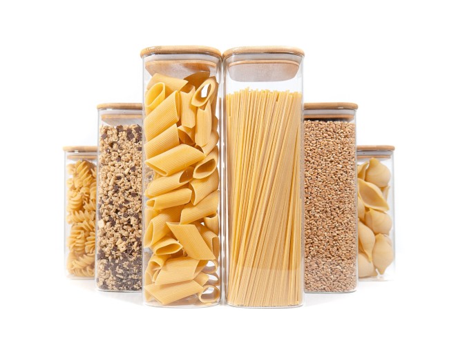 Square storage jars with bamboo lids, set of 6 large