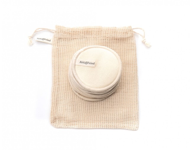 Make-up removal pads bamboo and cotton set of 12 beige