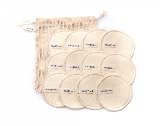Make-up removal pads bamboo and cotton set of 12 beige