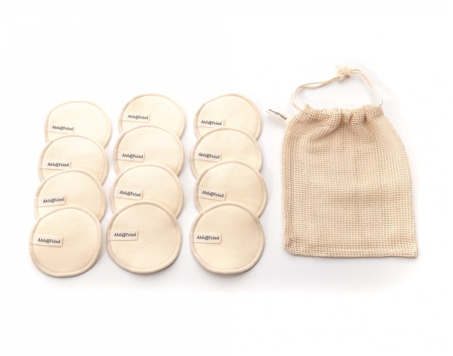 Make-up removal pads bamboo and cotton set of 12 beige