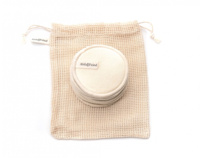 Lot de 12 disques démaquillants en bambou et coton beige