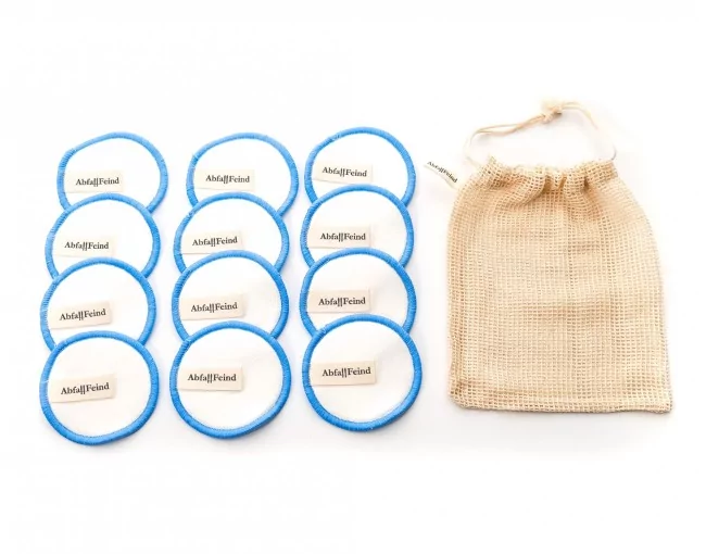 Abschminkpads Bambus und Baumwolle 12er Set blau