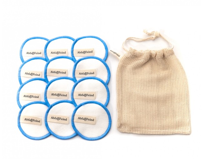 Makeup removal pads bamboo and cotton set of 12 blue