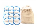 Lot de 12 disques démaquillants en bambou et coton bleu