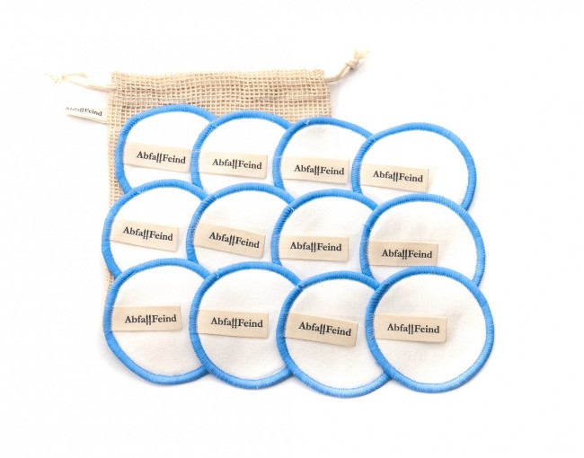 Makeup removal pads bamboo and cotton set of 12 blue