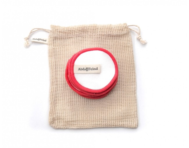 Lot de 12 disques démaquillants en bambou et coton rouge