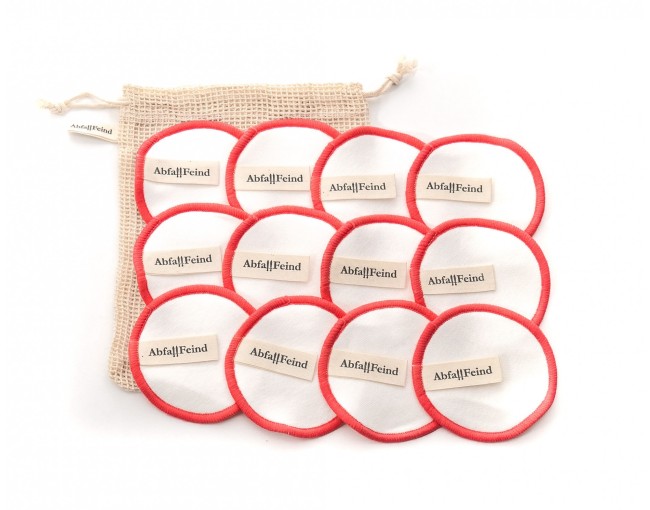 Make-up removal pads bamboo and cotton set of 12 red