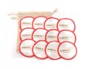 Lot de 12 disques démaquillants en bambou et coton rouge