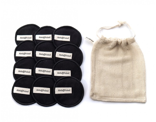 Make-up removal pads bamboo and cotton black set of 12