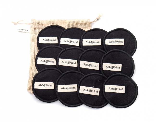 Make-up removal pads bamboo and cotton black set of 12