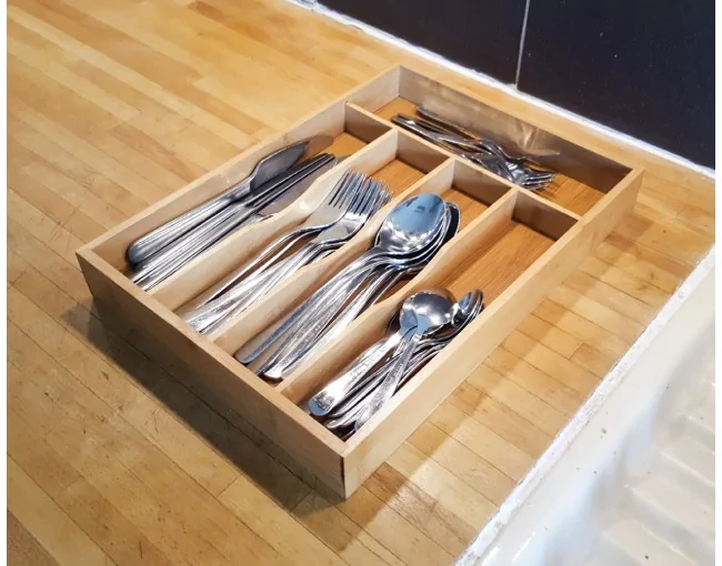 Besteckkasten aus Bambus 5 Fächer