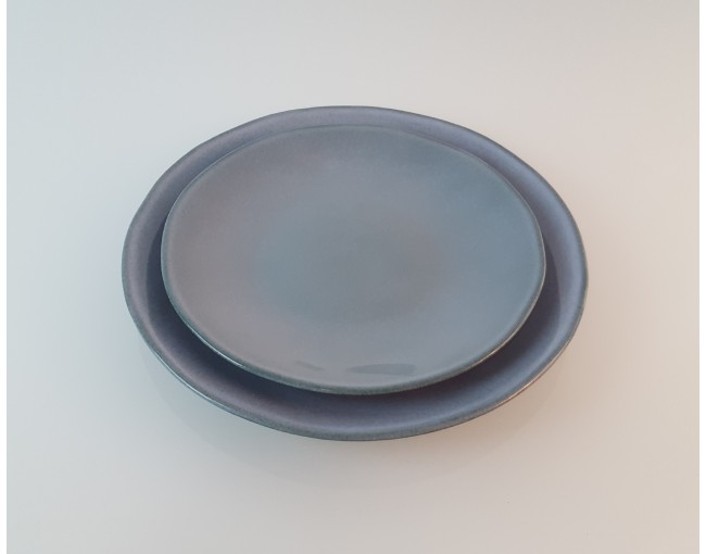 Assiette à dessert en céramique vert-bleu