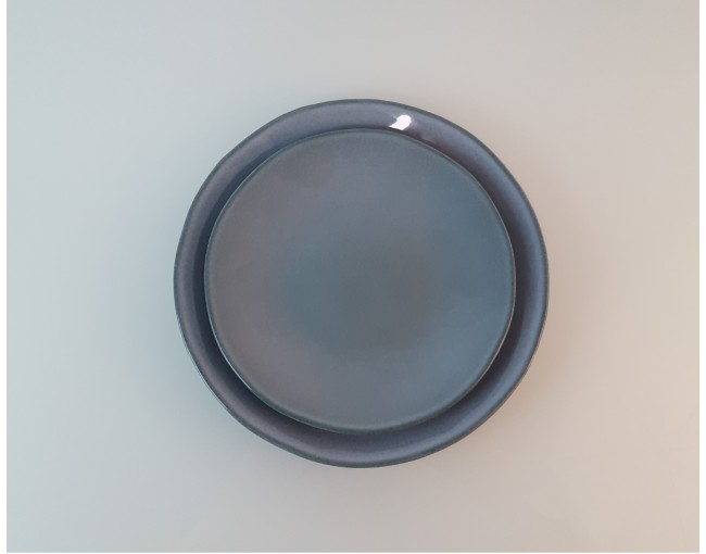 Green-blue ceramic dessert plate