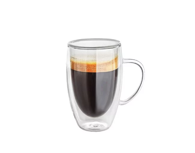 Doppelwandiges Glas mit Henkel 450 ml