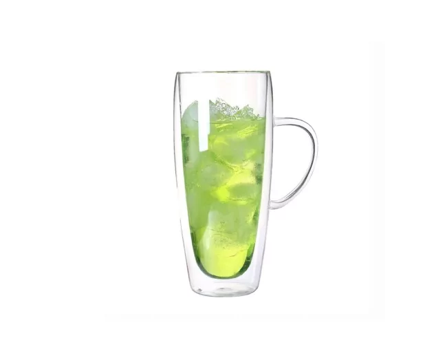 Doppelwandiges Glas mit Henkel 600 ml