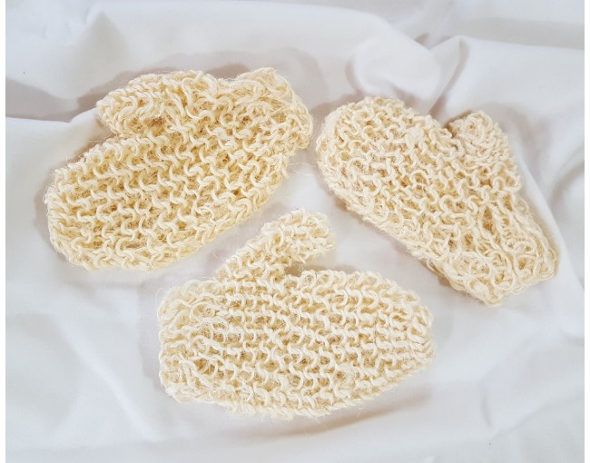 Set of 3 sisal shower gloves