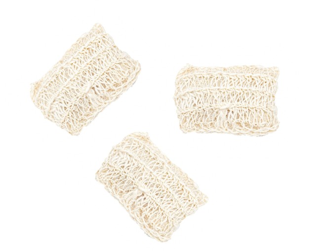 Sisal shower sponge with handle, set of 3