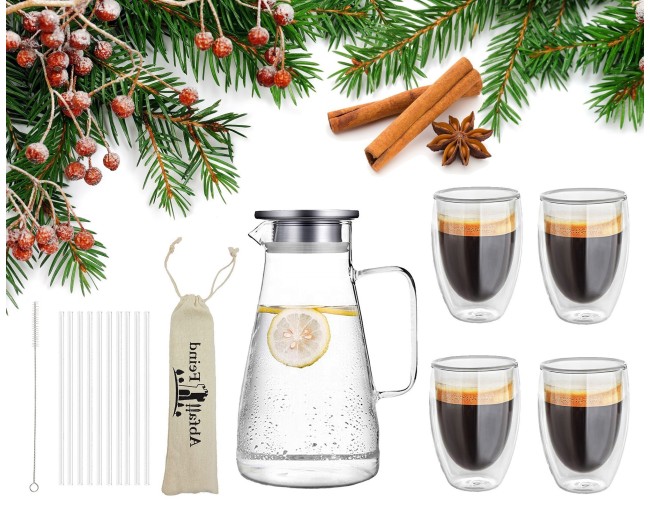 Coffret cadeau carafe en verre et verres