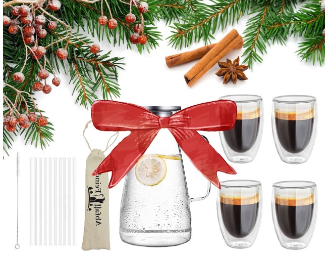 Coffret cadeau carafe en verre et verres