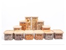 Coffret cadeau de bocaux de rangement carrés avec couvercles en bambou
