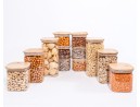 Coffret cadeau de bocaux de rangement carrés avec couvercles en bambou