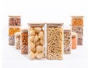 Coffret cadeau de bocaux de rangement carrés avec couvercles en bambou