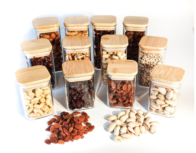 Coffret cadeau de bocaux de rangement carrés étroits, lot de 12