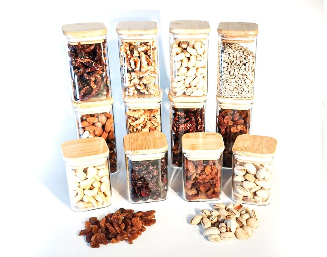 Gift set of narrow square storage jars, set of 12