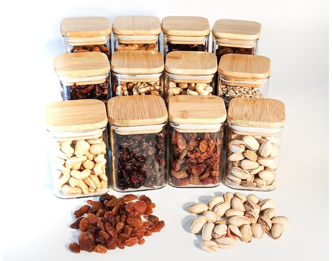 Gift set of narrow square storage jars, set of 12