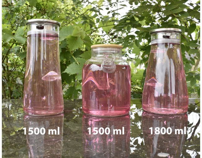 Glaskaraffe mit Edelstahldeckel 1800 ml