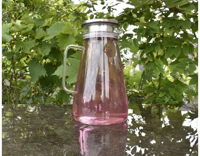 Glaskaraffe mit Edelstahldeckel 1800 ml
