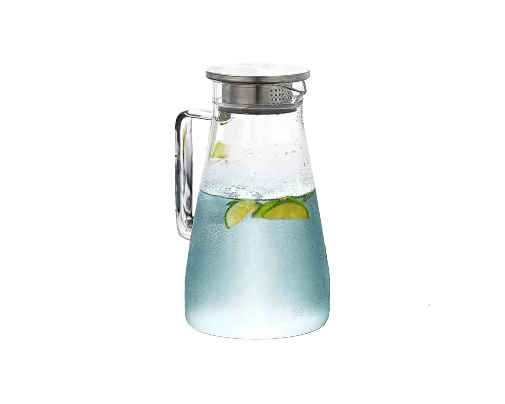 Glaskaraffe mit Edelstahldeckel 1800 ml