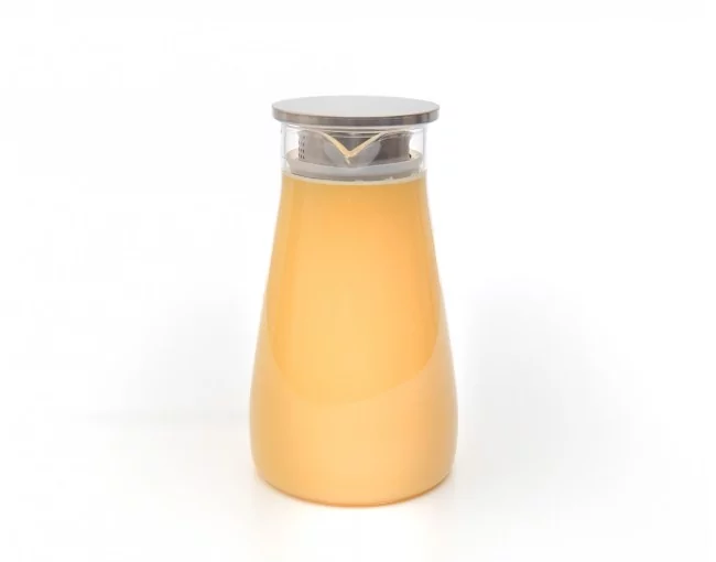 Glaskaraffe mit Edelstahldeckel  breit 1500 ml
