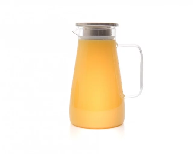 Glaskaraffe mit Edelstahldeckel  breit 1500 ml