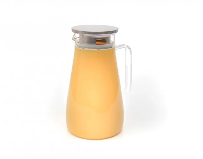 Glaskaraffe mit Edelstahldeckel  breit 1500 ml