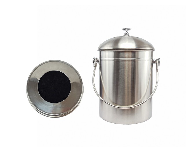 Compost bin 5 liters stainless steel with filter